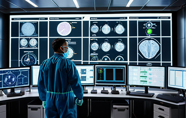 **A futuristic chemical plant control room, showcasing a 危化品管理师 (hazardous chemical management specialist) collaborating with an AI interface displaying real-time safety data and predictive analysis, emphasizing human-machine collaboration for enhanced safety and efficiency.**